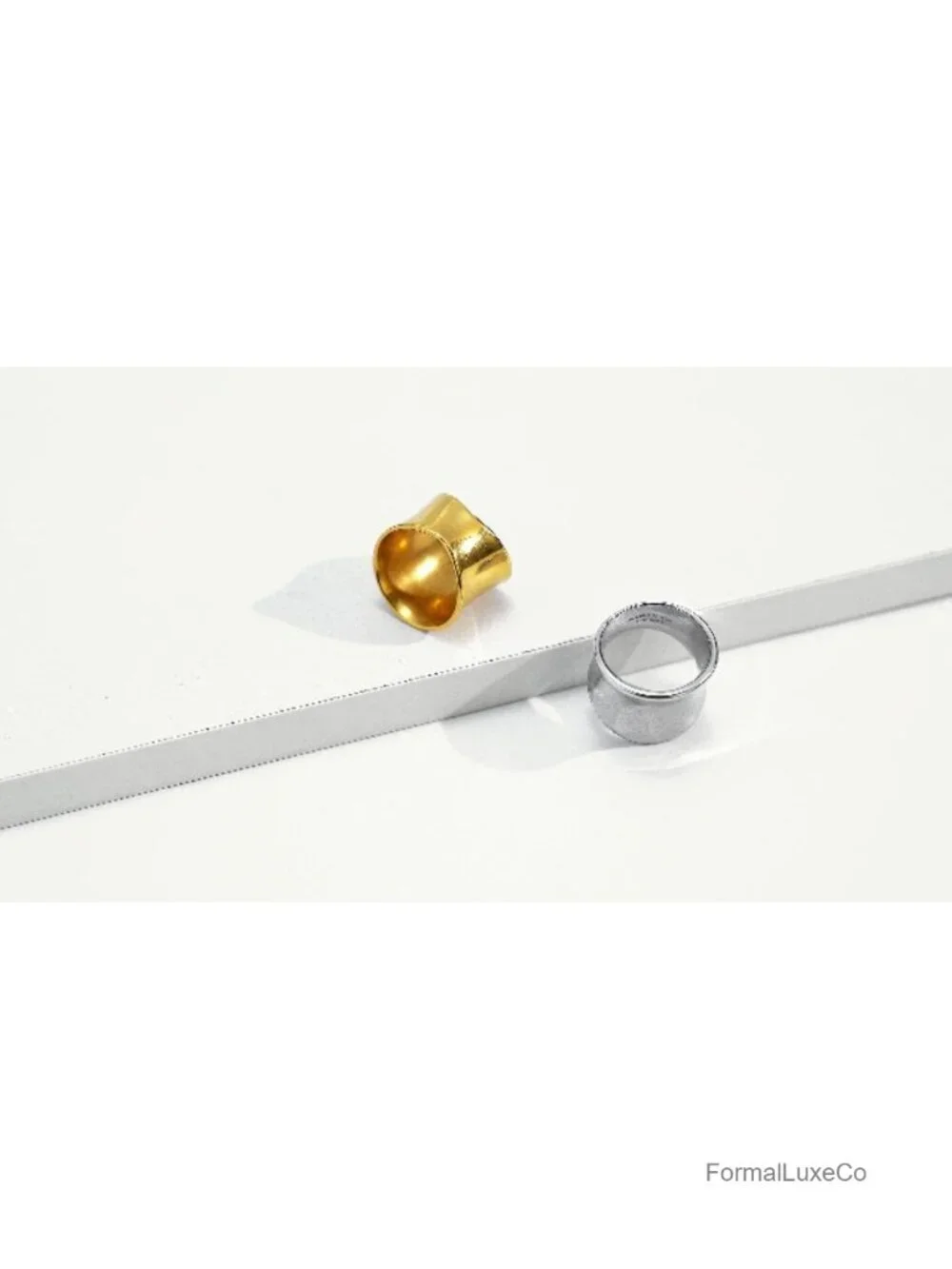Wide Statement Band Rings for Women, 14K Gold Plated, Thumb Ring, Size 7